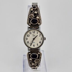 VTG Timex Analog Women Watch 22MM White Dial Sterling Silver Tips 6" New Battery